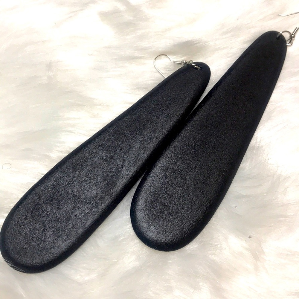 Long oval shaped Wooden earrings brown